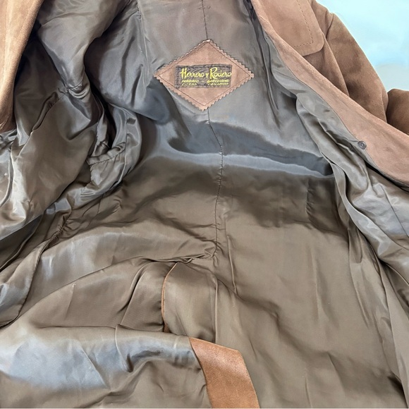 Vintage HERRERO Y RODERO Suede Leather Long Coat Button Sz L 60s 70s Barcelona - Picture 9 of 15